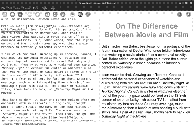 Editing an essay using Remarkable