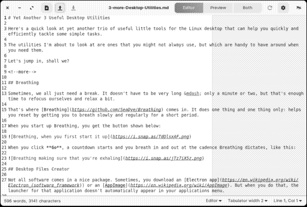 Editing a Markdown file with Formiko