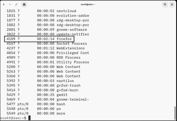 Getting the PID for Firefox ahead of killing it