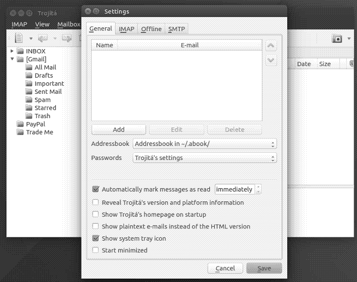 Trojita’s settings