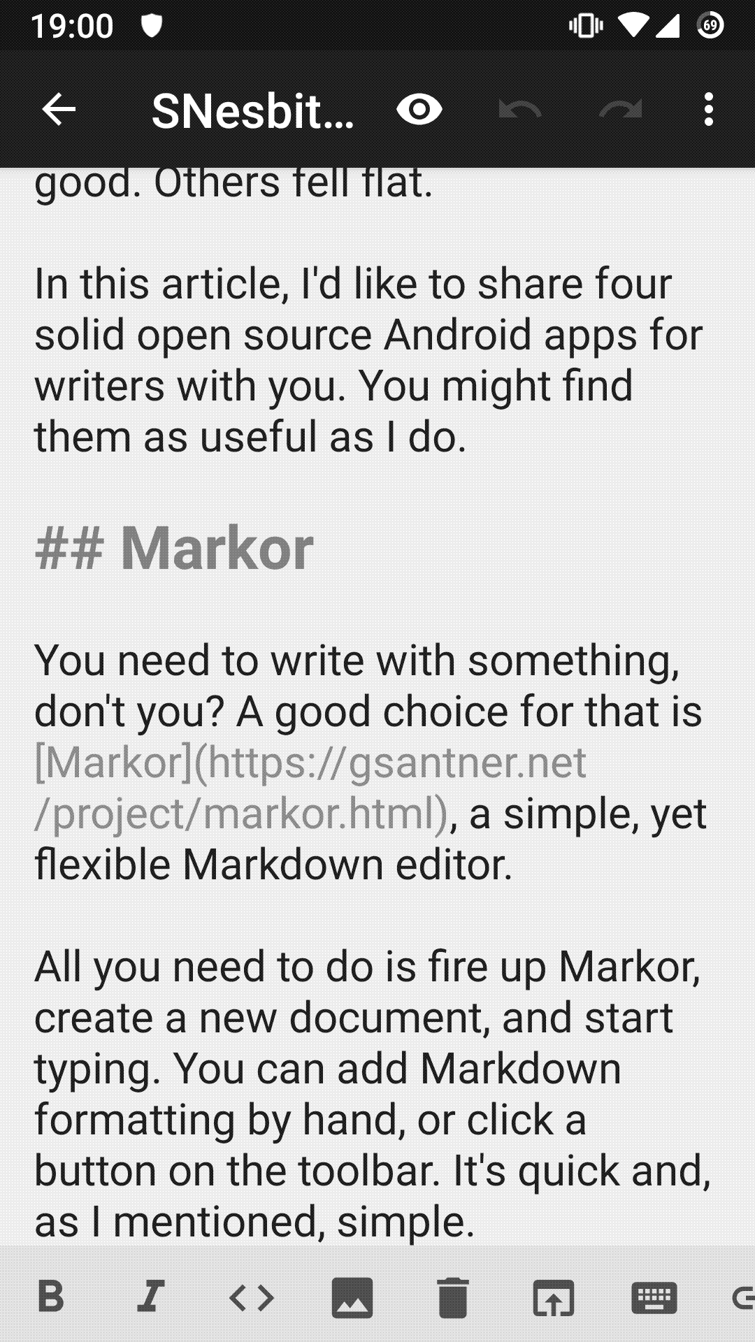 Writing with Markor