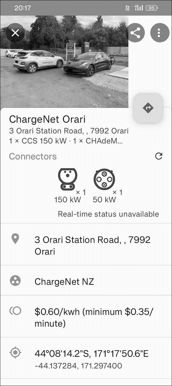 Details of a location in EVMap