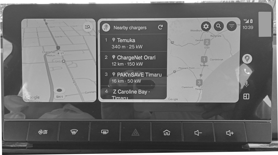 EVMap on my car’s infotainment screen