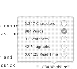 Text statistics in Apostrophe