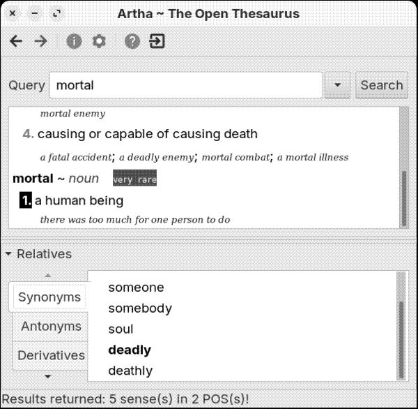 Additional information about a word in Artha