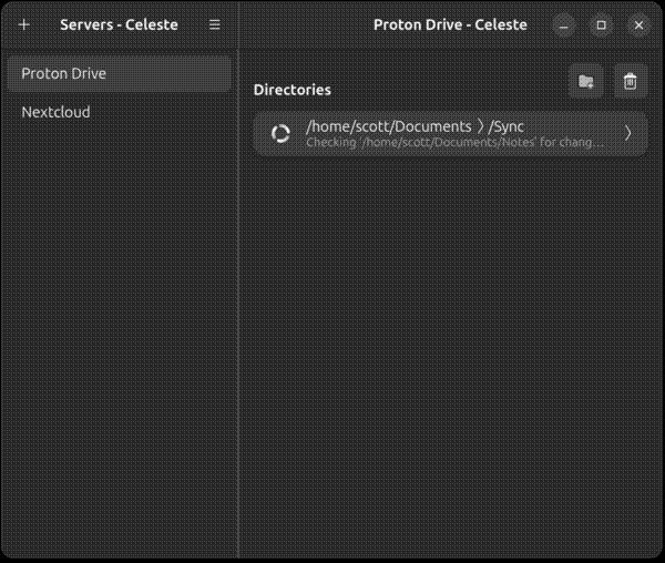 Celeste syncing folders