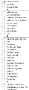 Displaying a list of music in Clementine