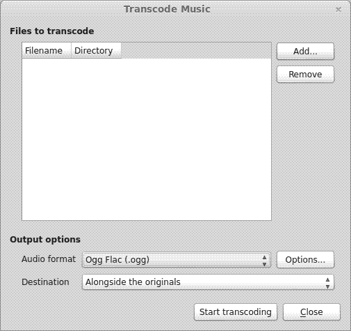 Using Clementine’s transcode feature