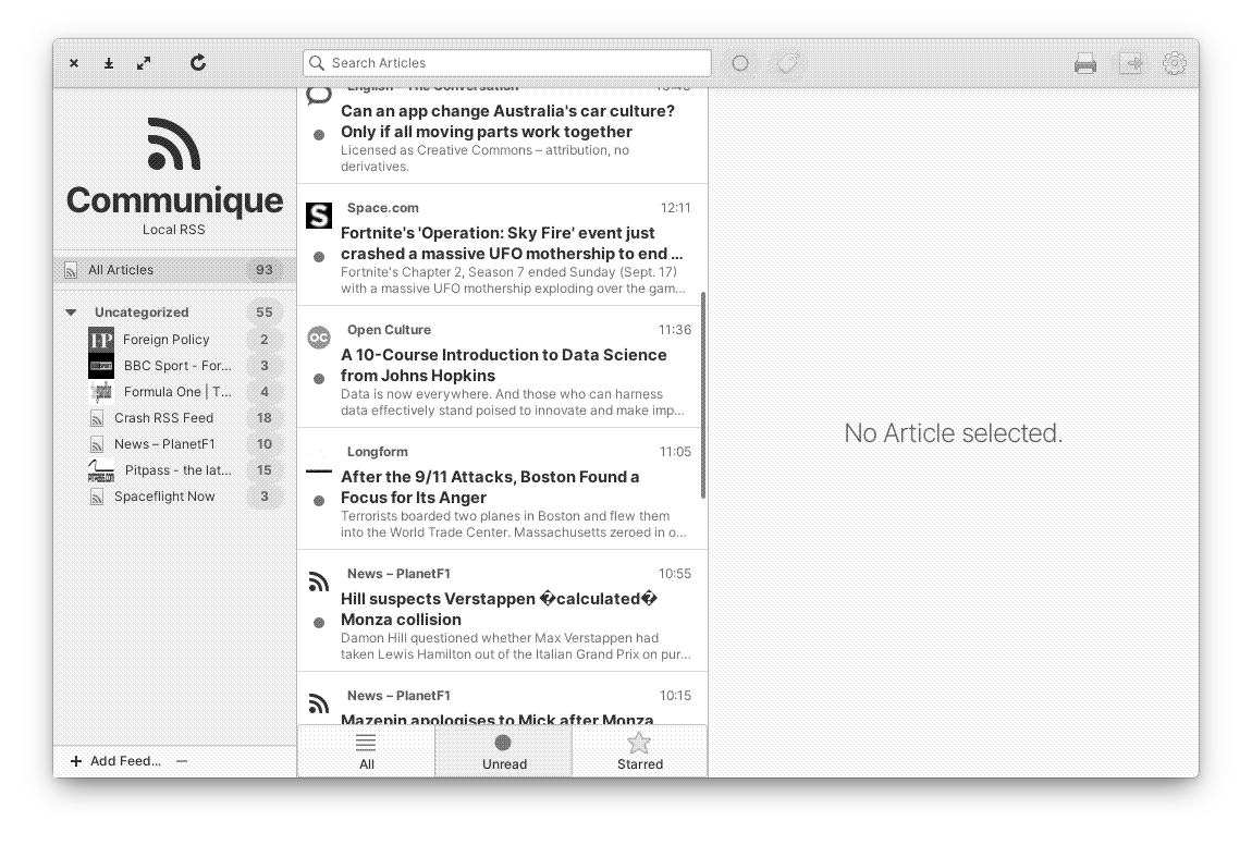 Communique with feeds loaded