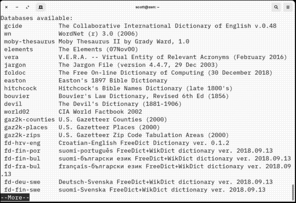 A list of the dictionaries that dict can access