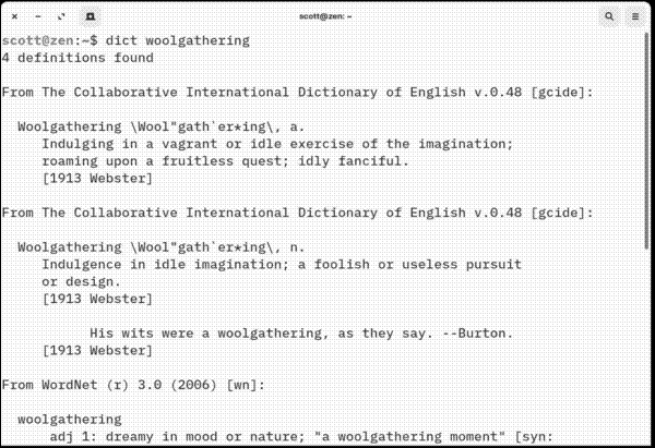 Looking up a word with dict