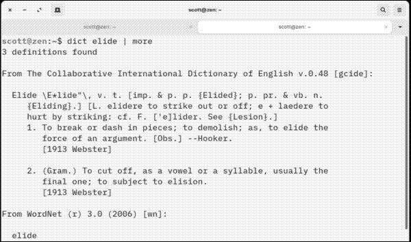 Using more to page the results that dict returns