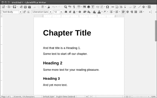 How the styles look in a LibreOffice Writer document