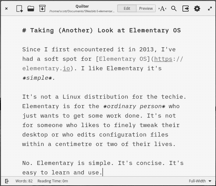 An app in elementary OS, with no menu bar