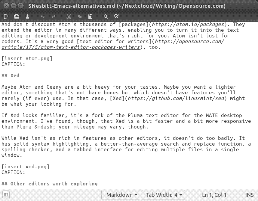 Working in Xed