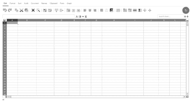 A new, empty spreadsheet in EtherCalc