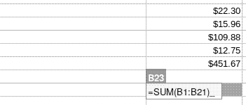 Example of a function in EtherCalc