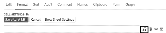 The Function button in EtherCalc