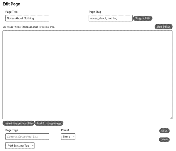 The Markdown editor in Feather Wiki