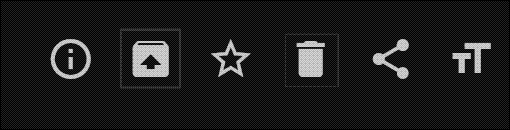 Button bar in Frigoligo with archive and delete buttons highlighted