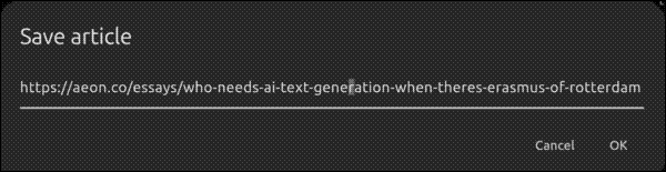Saving an article in Frigoligo