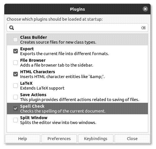 Geany’s plugin manager