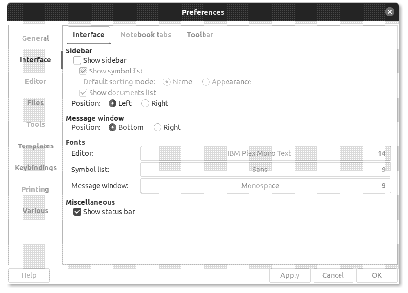 Setting Geany’s preferences