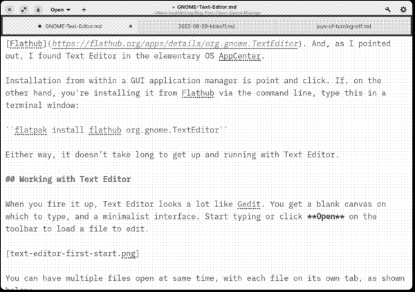 Text Editor, with multiple files open