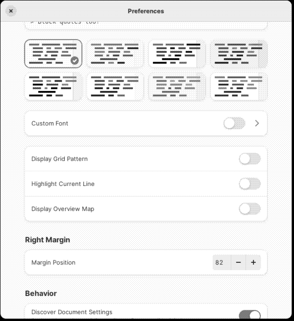 Text Editor’s Preferences window