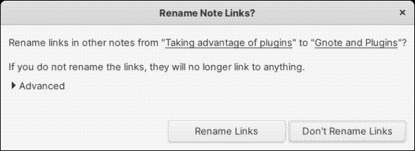 Being prompted to rename a link in Gnote