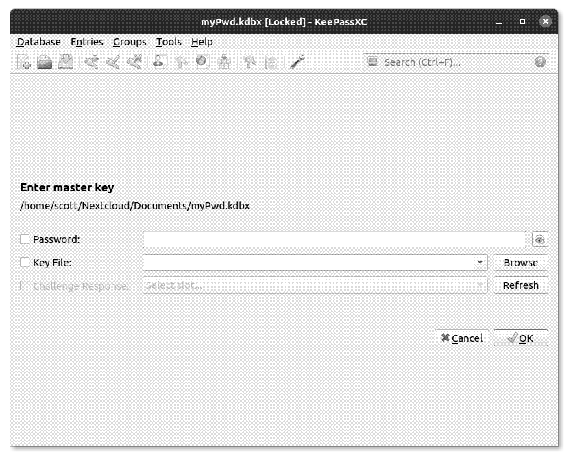 KeePassXC’s main window