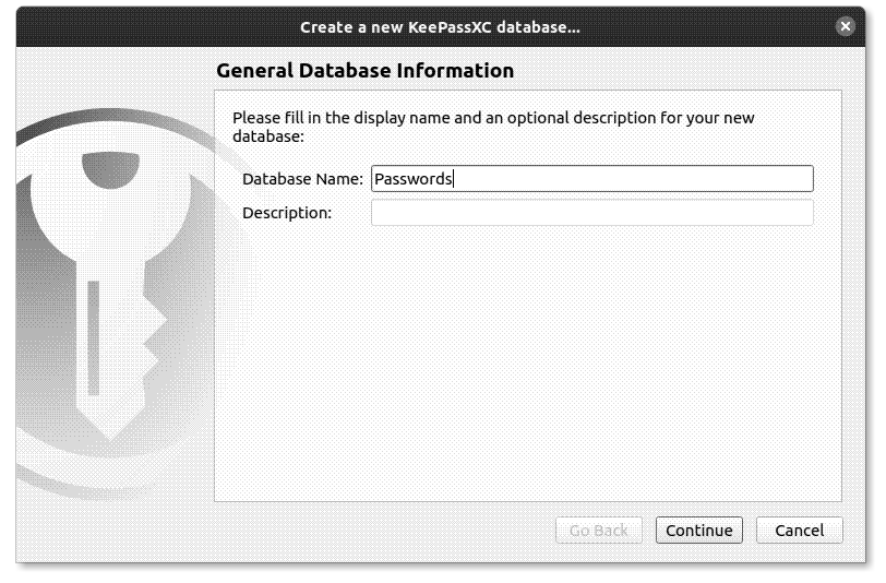 Creating a KeePassXC database