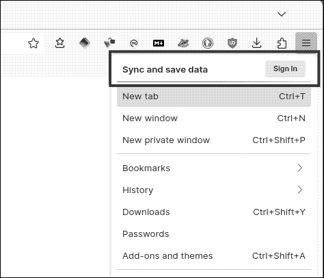 Signing into Firefox Sync in LibreWolf