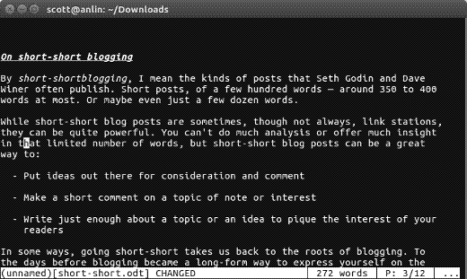Writing in the terminal with Wordgrinder