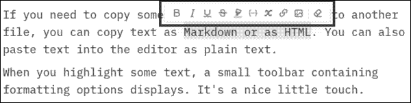 Mark Text’s pop-up formatting bar