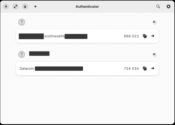 Accounts in Authenticator - again, my information is hidden!