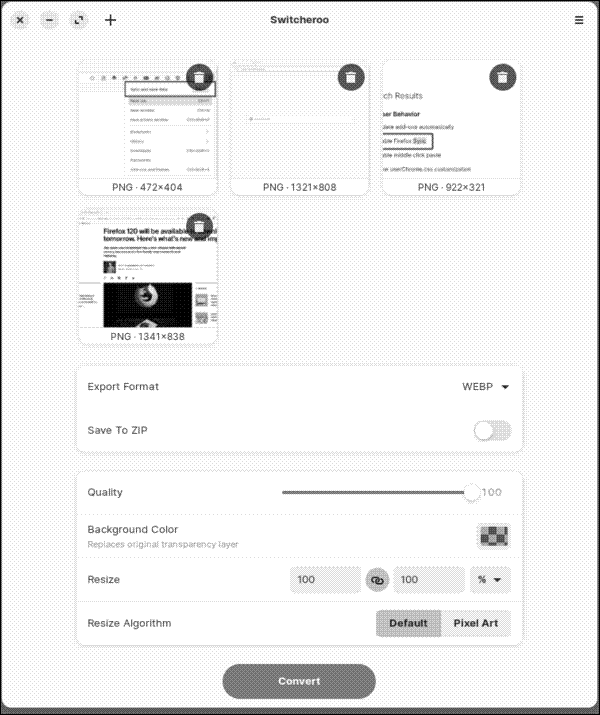 Getting ready to convert some images with Switcheroo