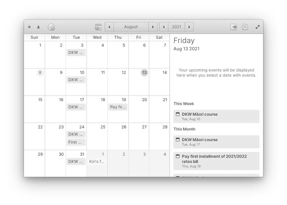 Nextcloud Calendar synced with elementary OS desktop