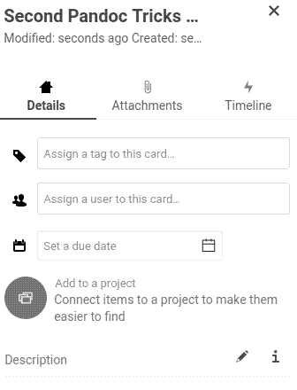 Details pane for a Nextcloud Deck card