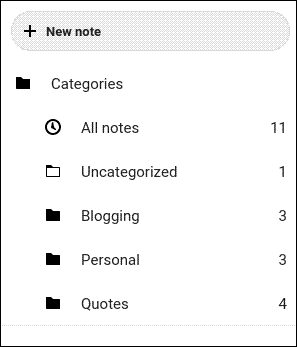Categories in Nextcloud Notes