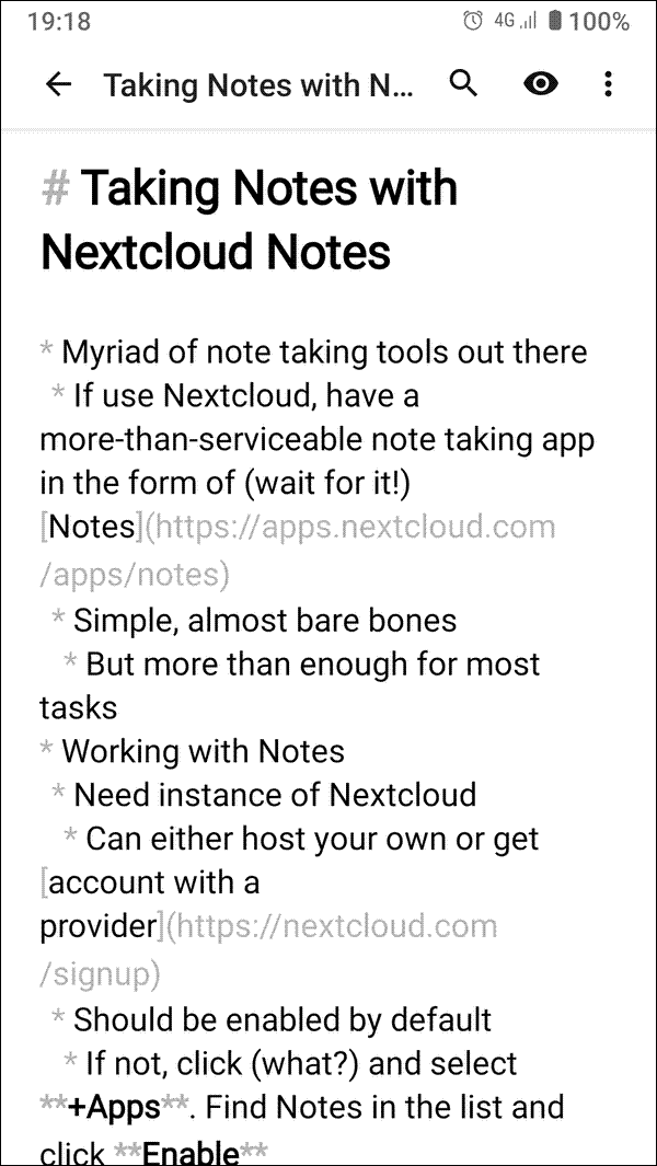Nextcloud Notes mobile app