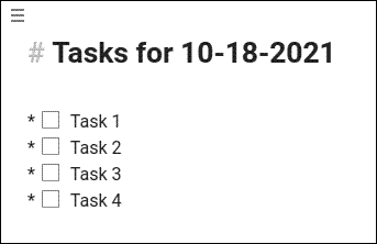 Example of a task list in Nextcloud Notes