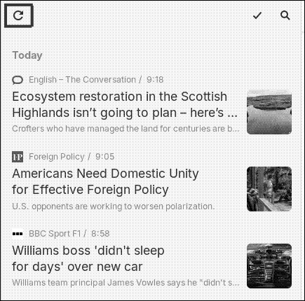 The Refresh Content button in NewsFlash