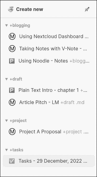 Tagged files in the sidebar in Noodle