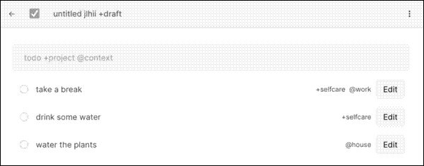 A task list in Noodle
