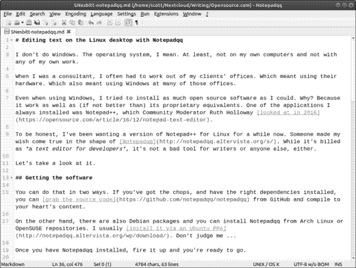 Editing this post in Notepadqq