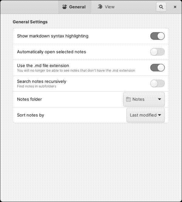 Setting preferences in Notorious