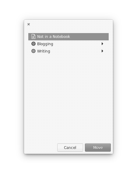 Moving a note into a notebook in Notes-Up