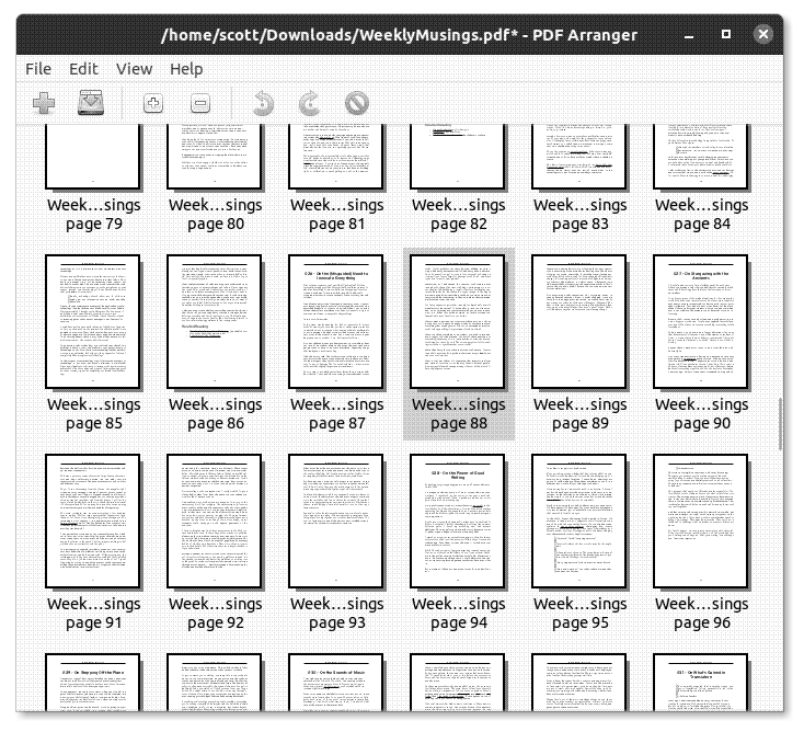 Manipulating a PDF file with PDF Arranger