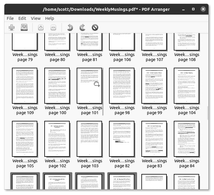 Moving multiple pages in PDF Arranger